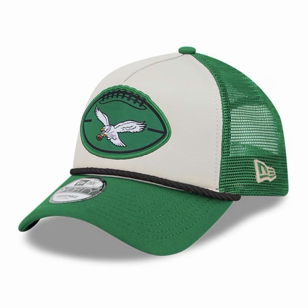 Men's‎ New Era Stone/Kelly Green Philadelphia Eagles 9FORTY A-Frame Trucker Hat